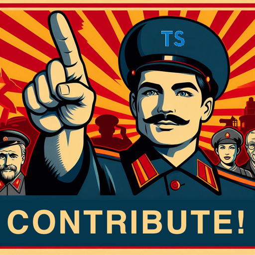 Soviet-style propaganda poster encouraging you to contribute to TypeScript